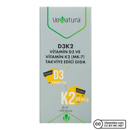Venatura Vitamin D3 K2 (Menaquinone-7) 20 mL Drops