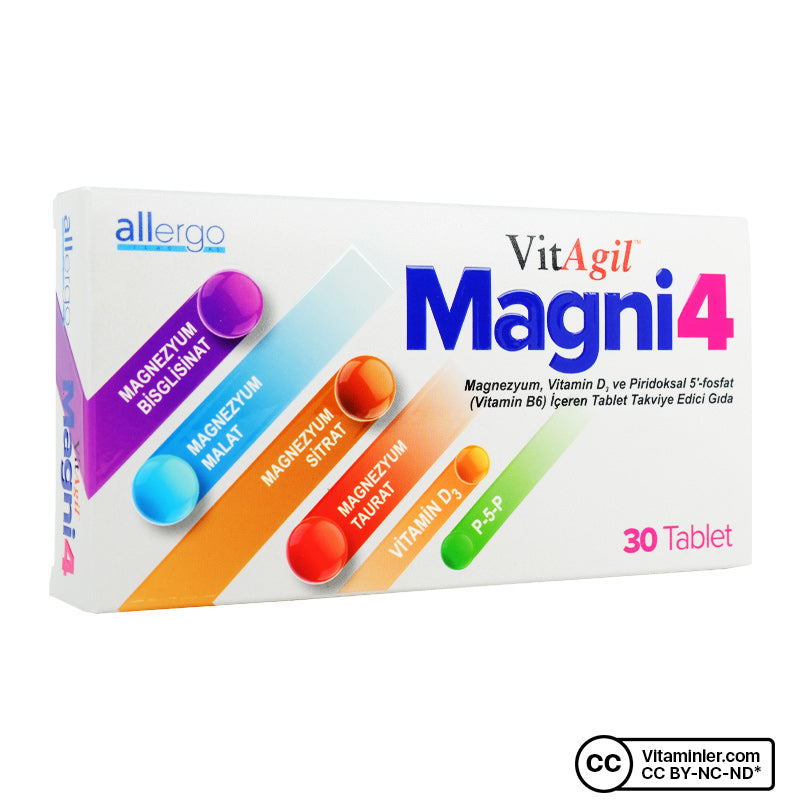 Vitagil Magni4 Magnesium Vitamin D3 P5P 30 Tablets