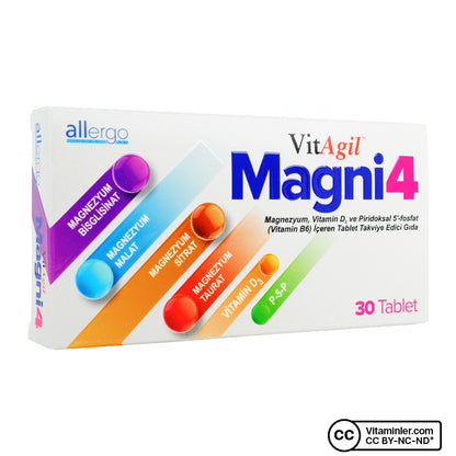 Vitagil Magni4 Magnesium Vitamin D3 P5P 30 Tablets