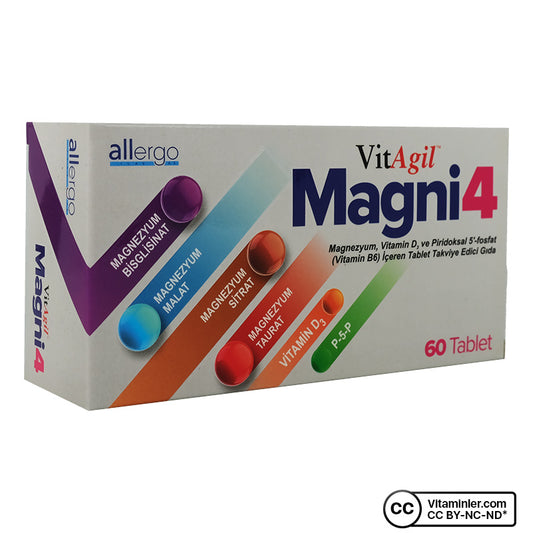 VitAgil Magni4 Magnesium Vitamin D3 P5P 60 Tablets
