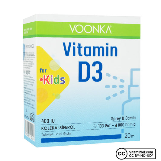 Voonka Vitamin D3 for Kids 400 IU - Spray & Drops 20 mL