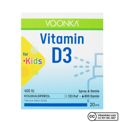 Voonka Vitamin D3 for Kids 400 IU - Spray & Drops 20 mL