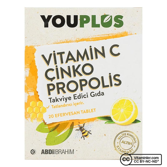 Youplus Vitamin C Zinc Propolis 20 Effervescent Tablets
