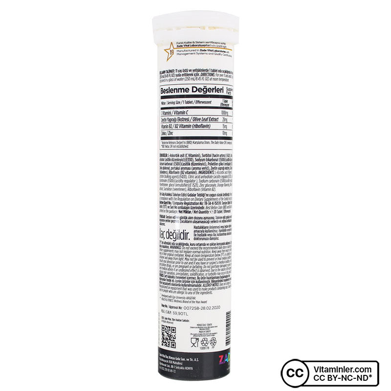 Zade Vital Vitamin C 20 Effervescent Tablets