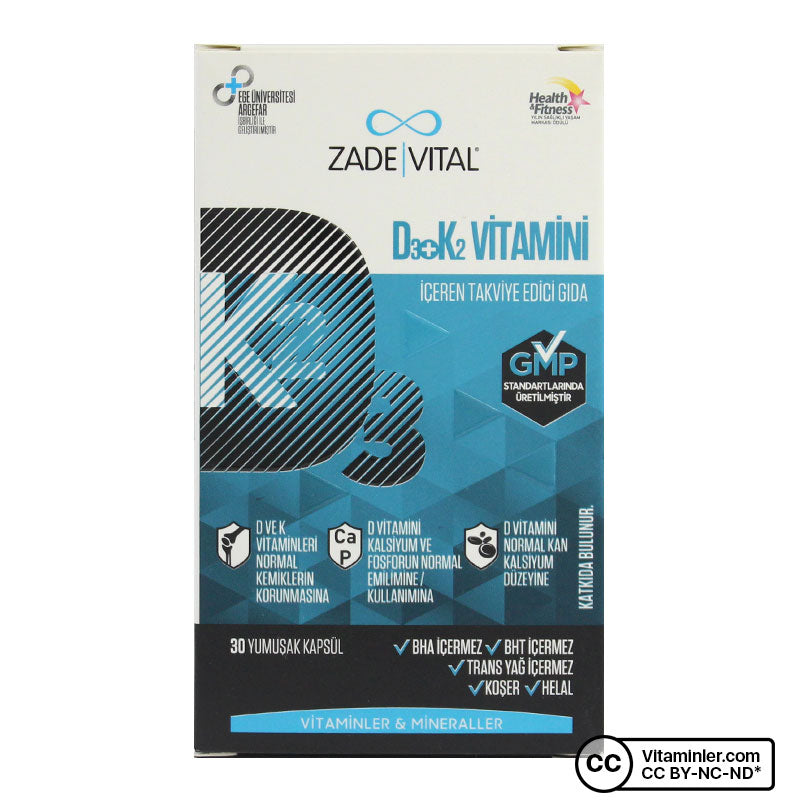 Zade Vital Vitamin D3 + K2 30 Capsules