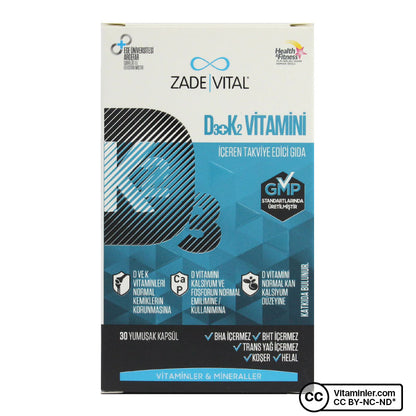 Zade Vital Vitamin D3 + K2 30 Capsules