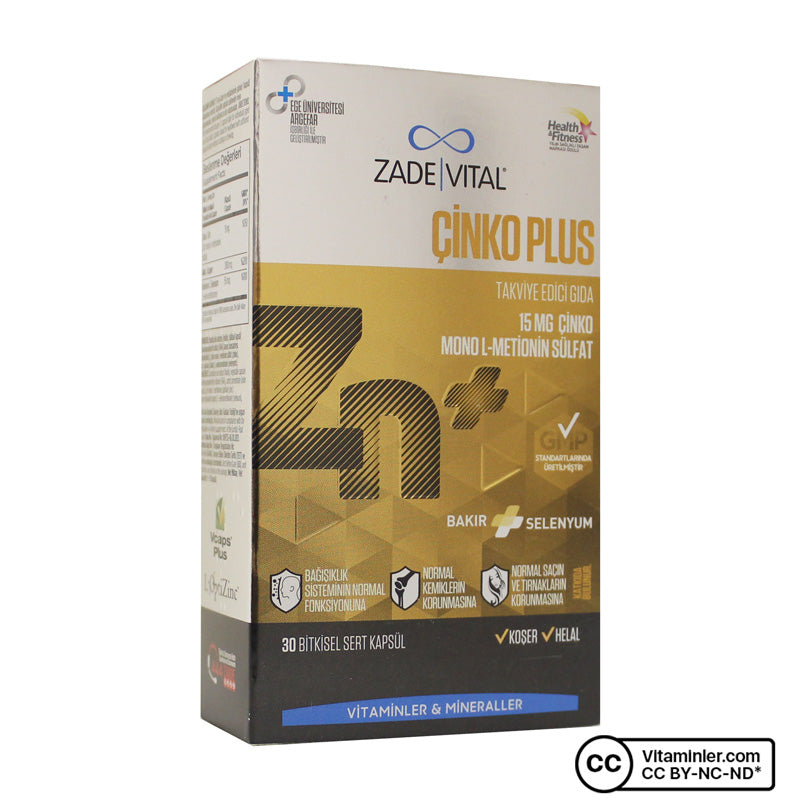 Zade Vital Zinc Plus 15 mg 30 Capsules